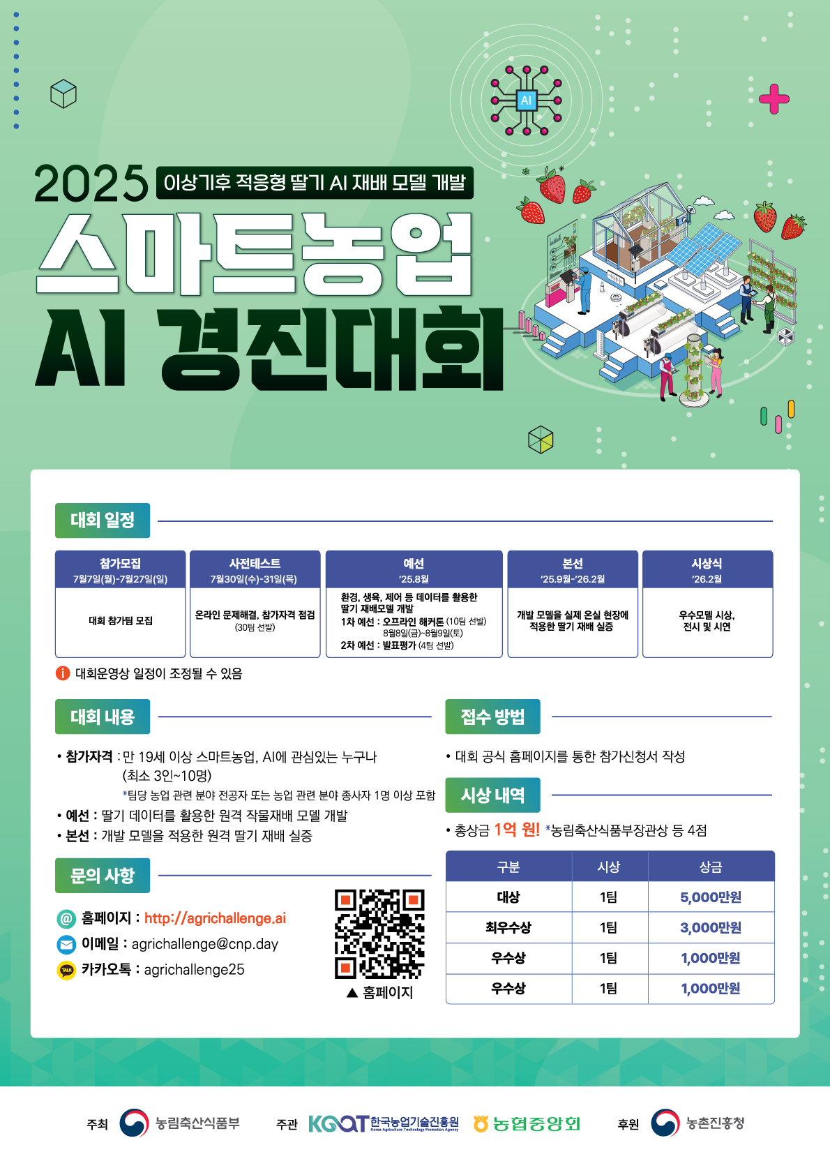 총상금 1억원, 스마트농업 AI 경진대회