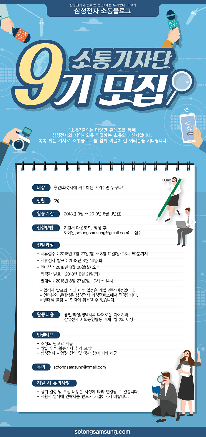 삼성전자·용인/화성 소통블로그 기자단 9기 모집