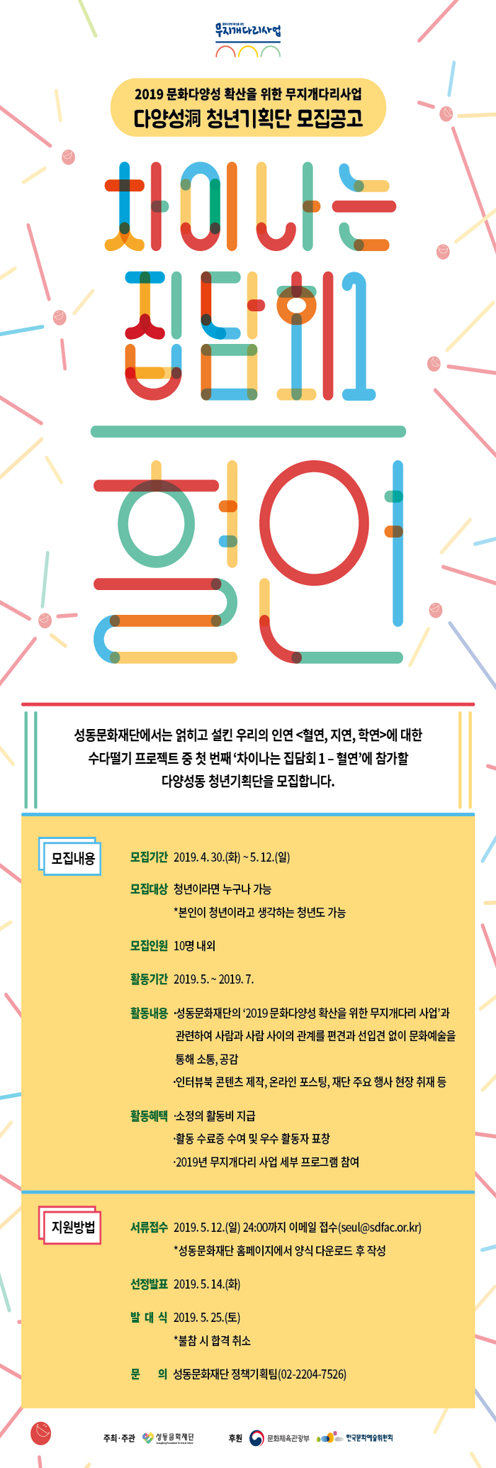 2019 성동문화재단 다양성동 청년기획단 모집