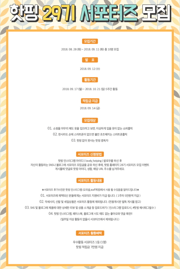 핫핑 29기 서포터즈 모집