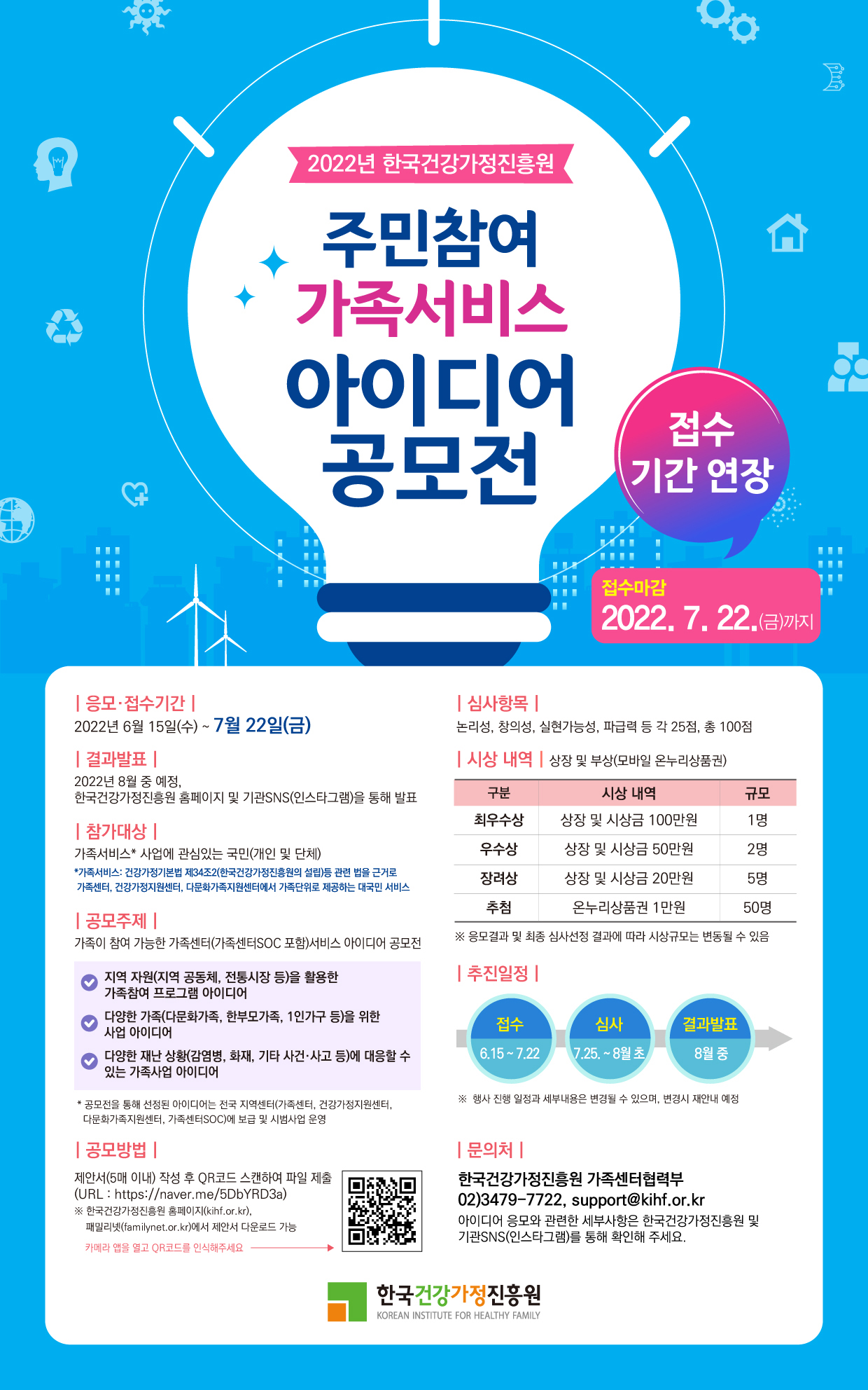 2022년 한국건강가정진흥원 주민참여 가족서비스 아이디어 공모전(기간연장)