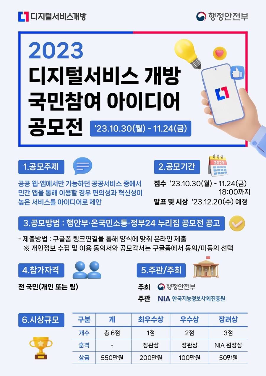 2023 디지털서비스 개방 국민참여 아이디어 공모전