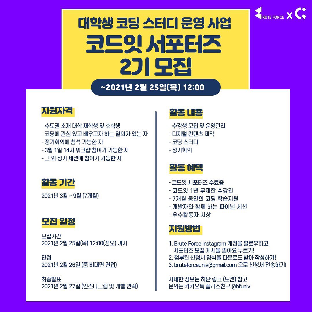 Codeit 코드잇 서포터즈 2기 모집