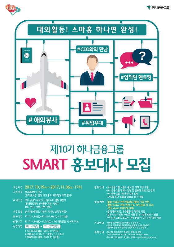 제10기 하나금융그룹 SMART 홍보대사 모집