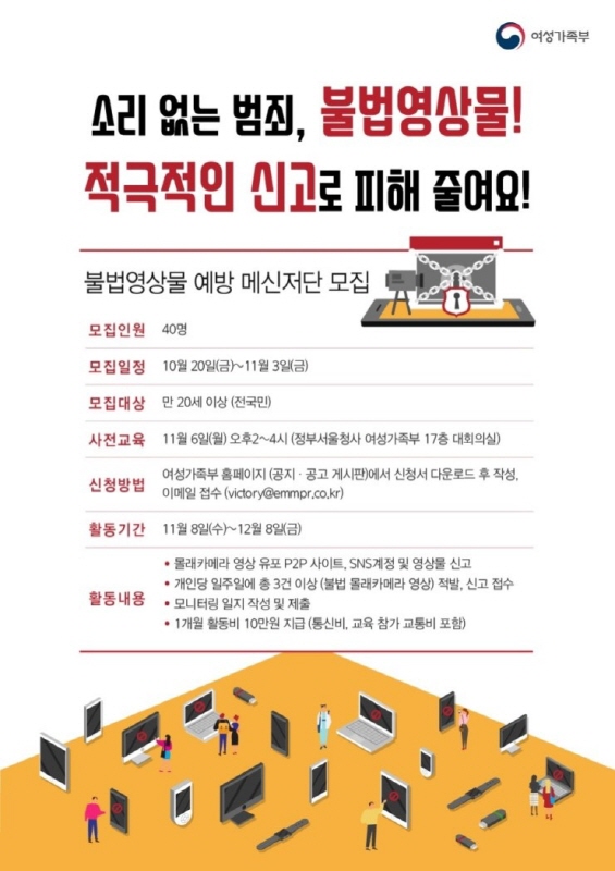 여성가족부 불법영상물 예방 메신저단 모집