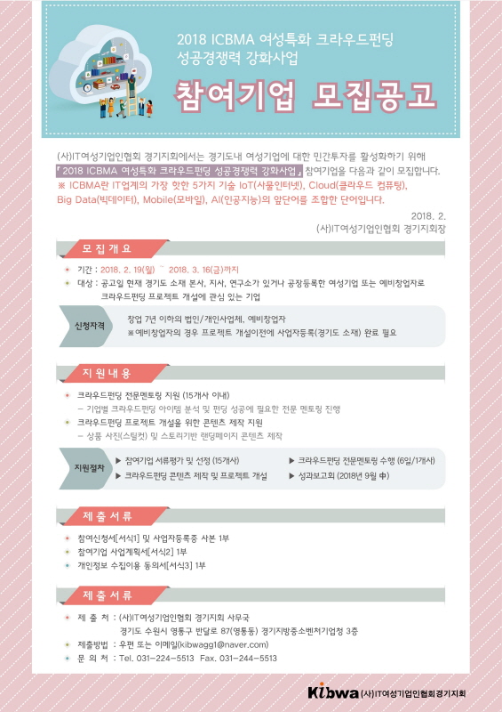 2018 ICBMA 여성특화 크라우드펀딩 성공경쟁력 강화사업 참여기업 모집