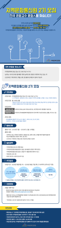 다채로운 지역의 문화소식을 전할 제2기 지역문화통신원 모집