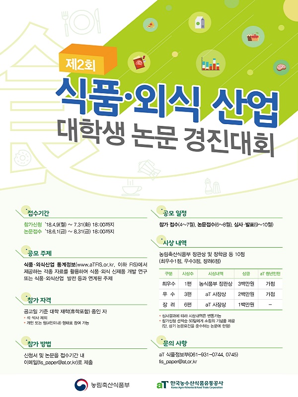 제2회 식품외식산업 대학생 논문경진대회