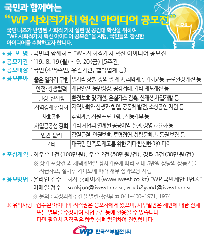 국민과 함께하는 WP 사회적가치 혁신 아이디어 공모전