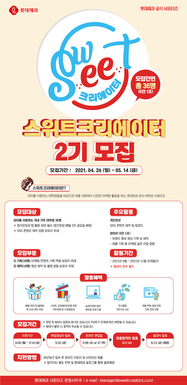 롯데제과 공식 서포터즈 스위트 크리에이터 2기 모집