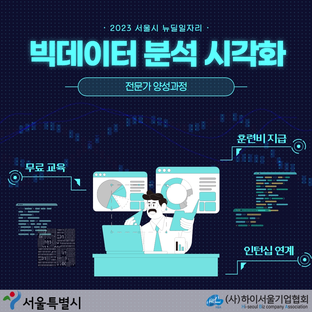 (무료교육/인턴십) 2023 서울시 뉴딜일자리 빅데이터 분석 시각화 전문가 과정 모집