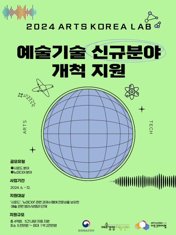 2024 아트코리아랩 '예술기술 신규분야 개척 지원' 참여 공모