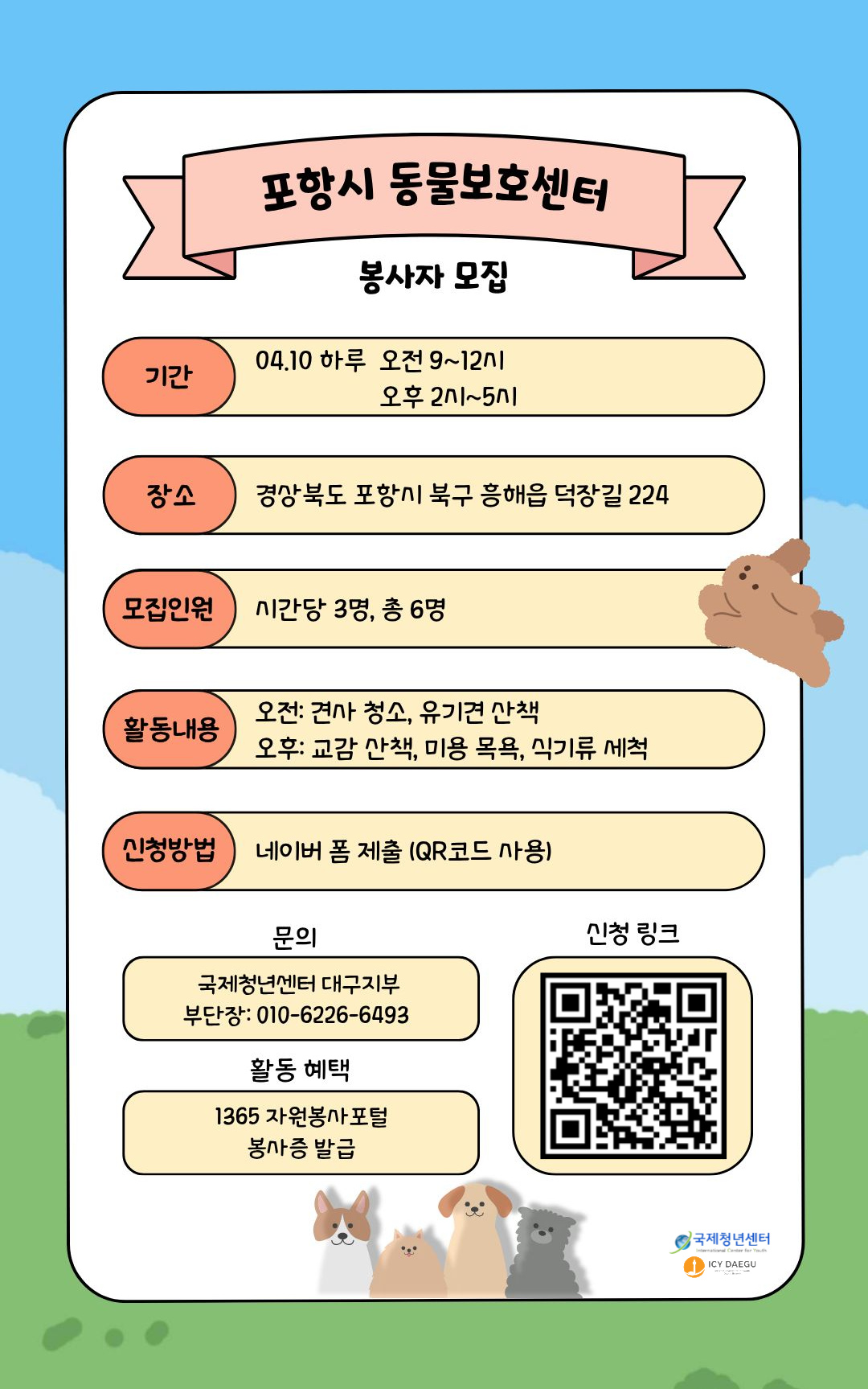 2026년 포항시 유기견 보호소 봉사자 모집