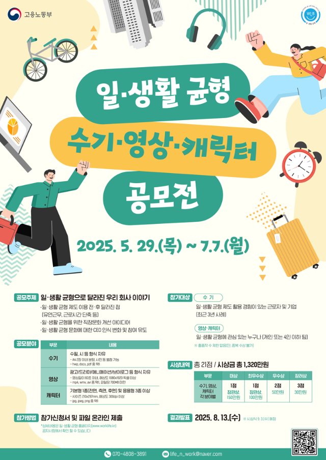 2025년 일·생활 균형 수기·영상·캐릭터 공모전