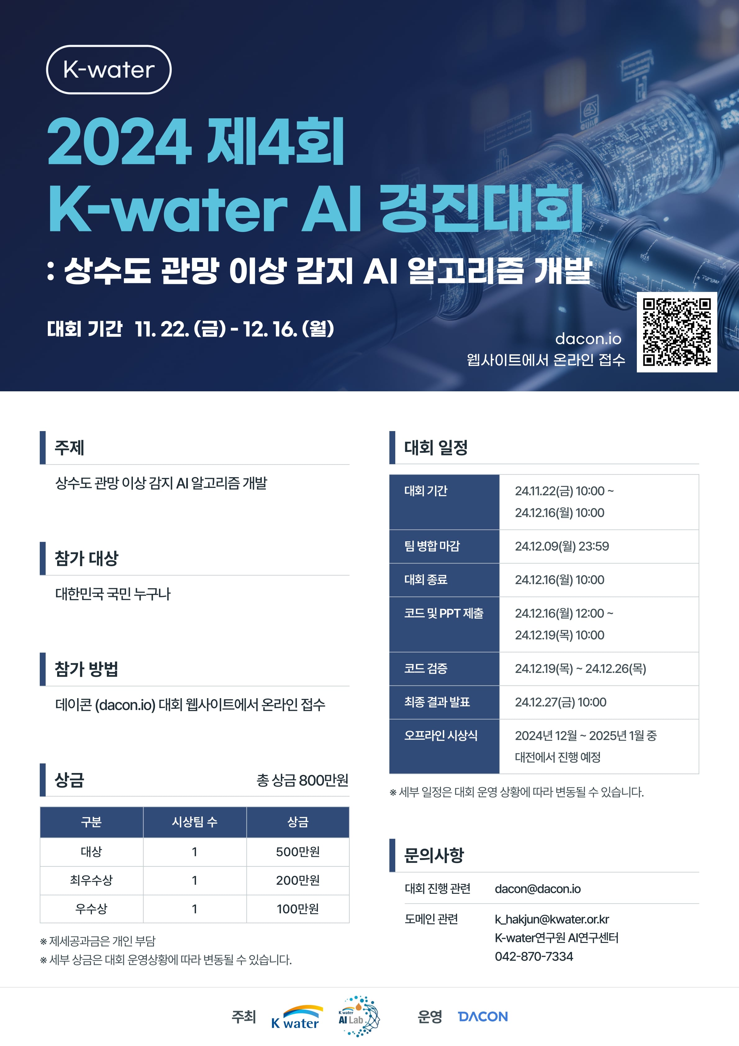 2024 제4회 K-water AI 경진대회 : 상수도 관망 이상 감지 AI 알고리즘 개발