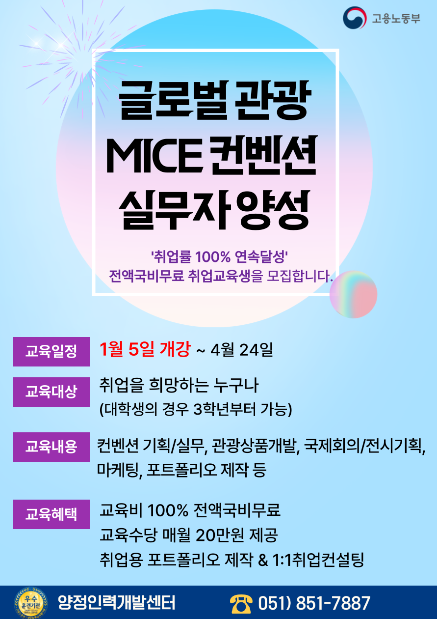 글로벌 관광 MICE 컨벤션 실무자 양성(+취업용 포트폴리오 제작)