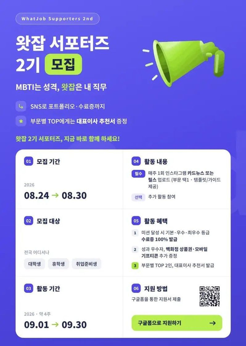 왓잡(WhatJob) 서포터즈 2기 모집