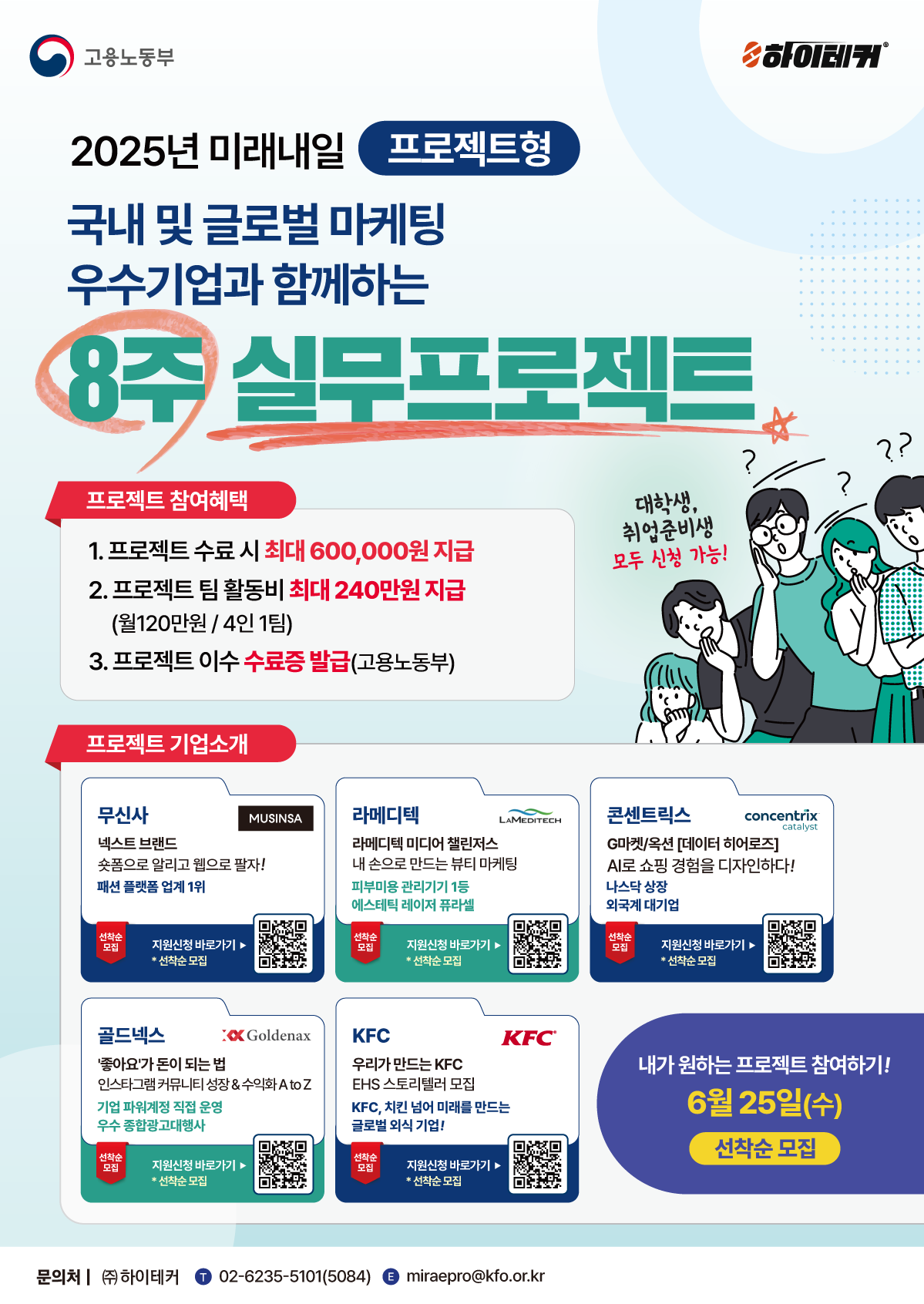 프로젝트형 미래내일 일경험 지원 사업 참여자 모집