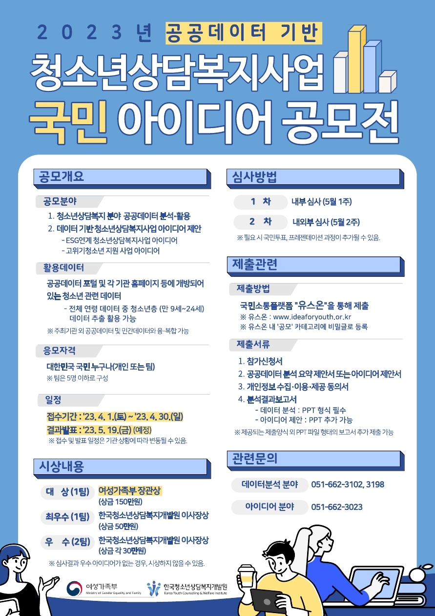 2023년 공공데이터 기반 청소년상담복지사업 국민 아이디어 공모전