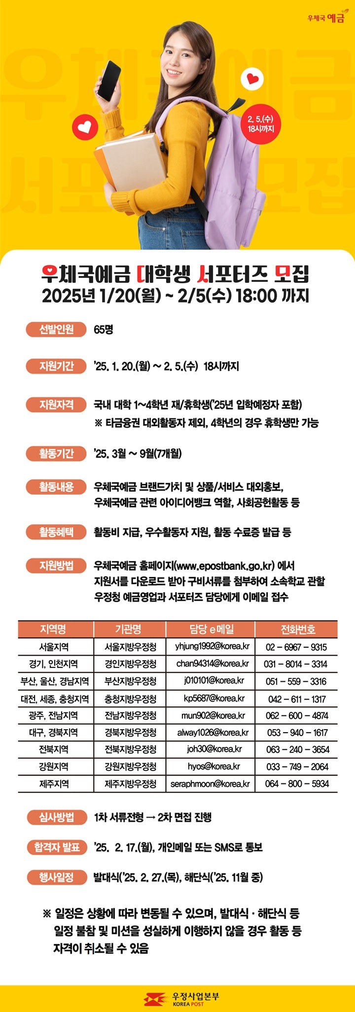 2025년 우체국예금 대학생 서포터즈 모집