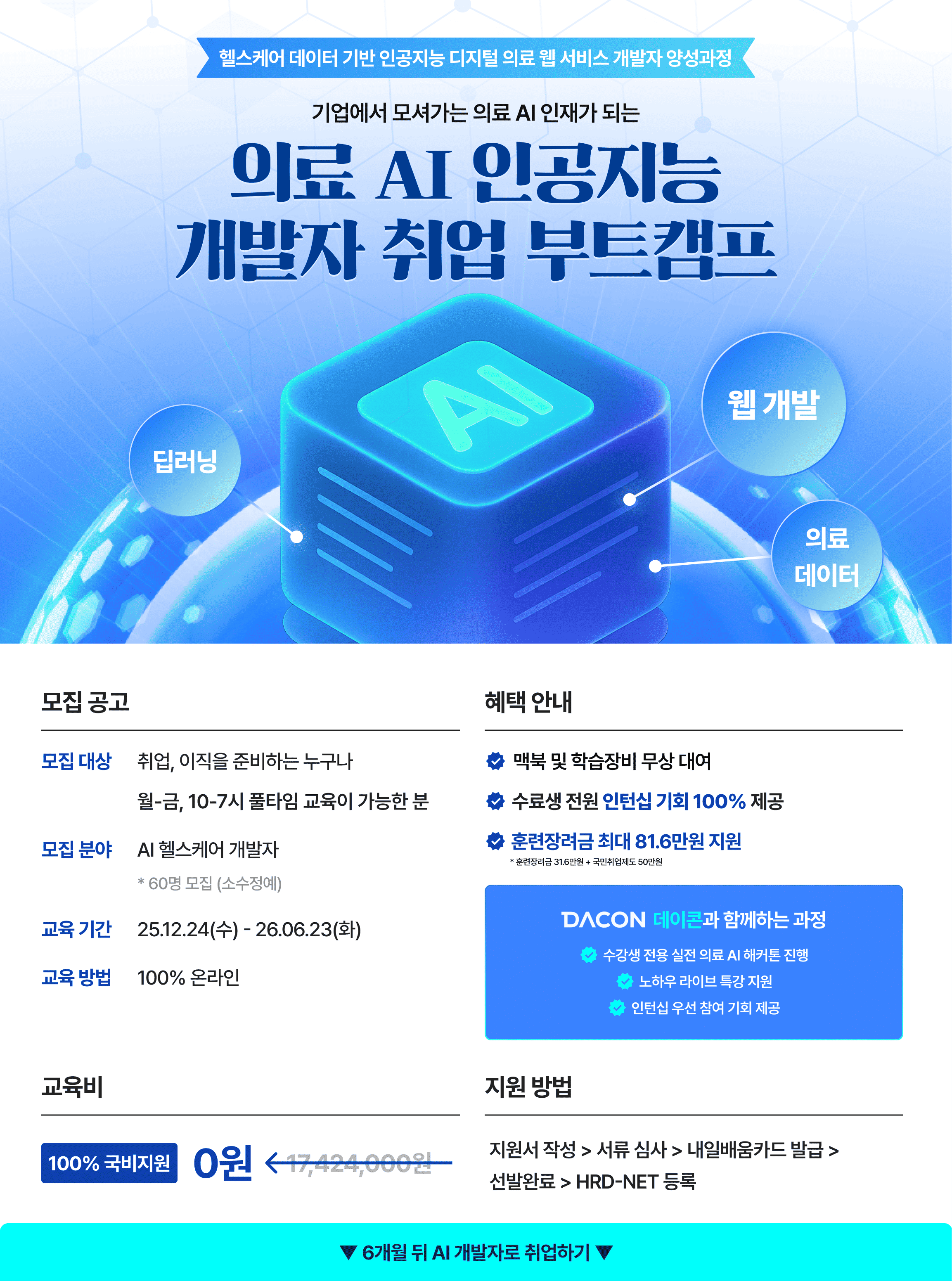 6개월, 개발자 취업경쟁력 완성! [AI 헬스케어 초격차 캠프]3기 모집