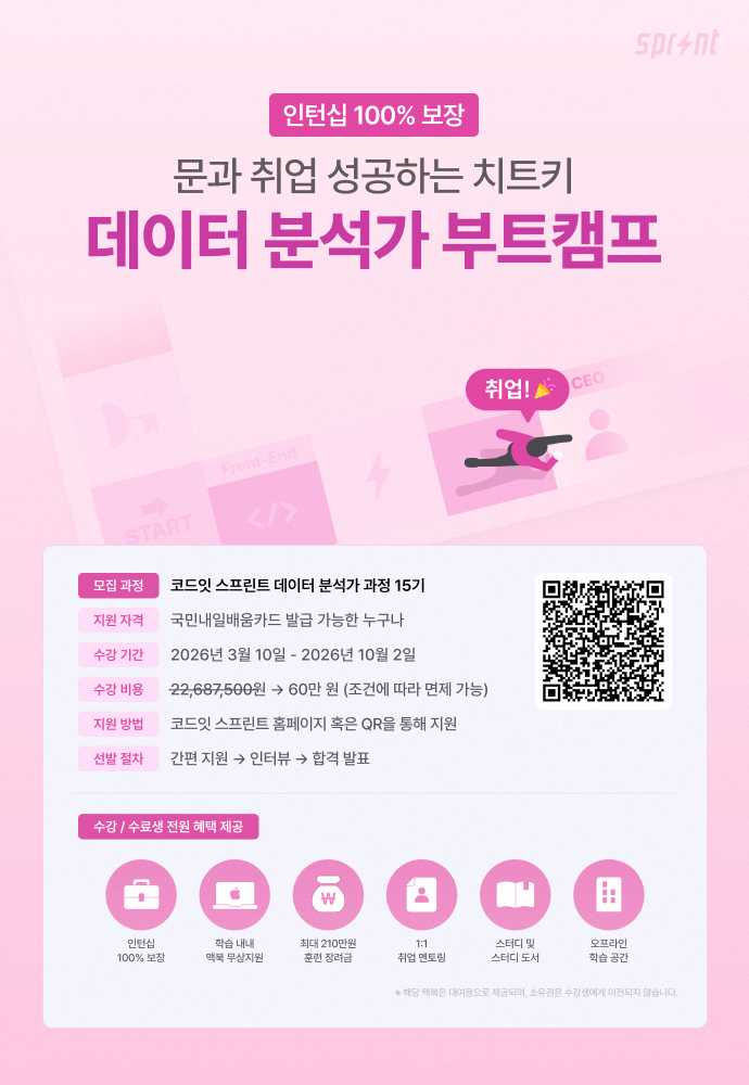 코드잇 스프린트 데이터 분석가 부트캠프 모집 중