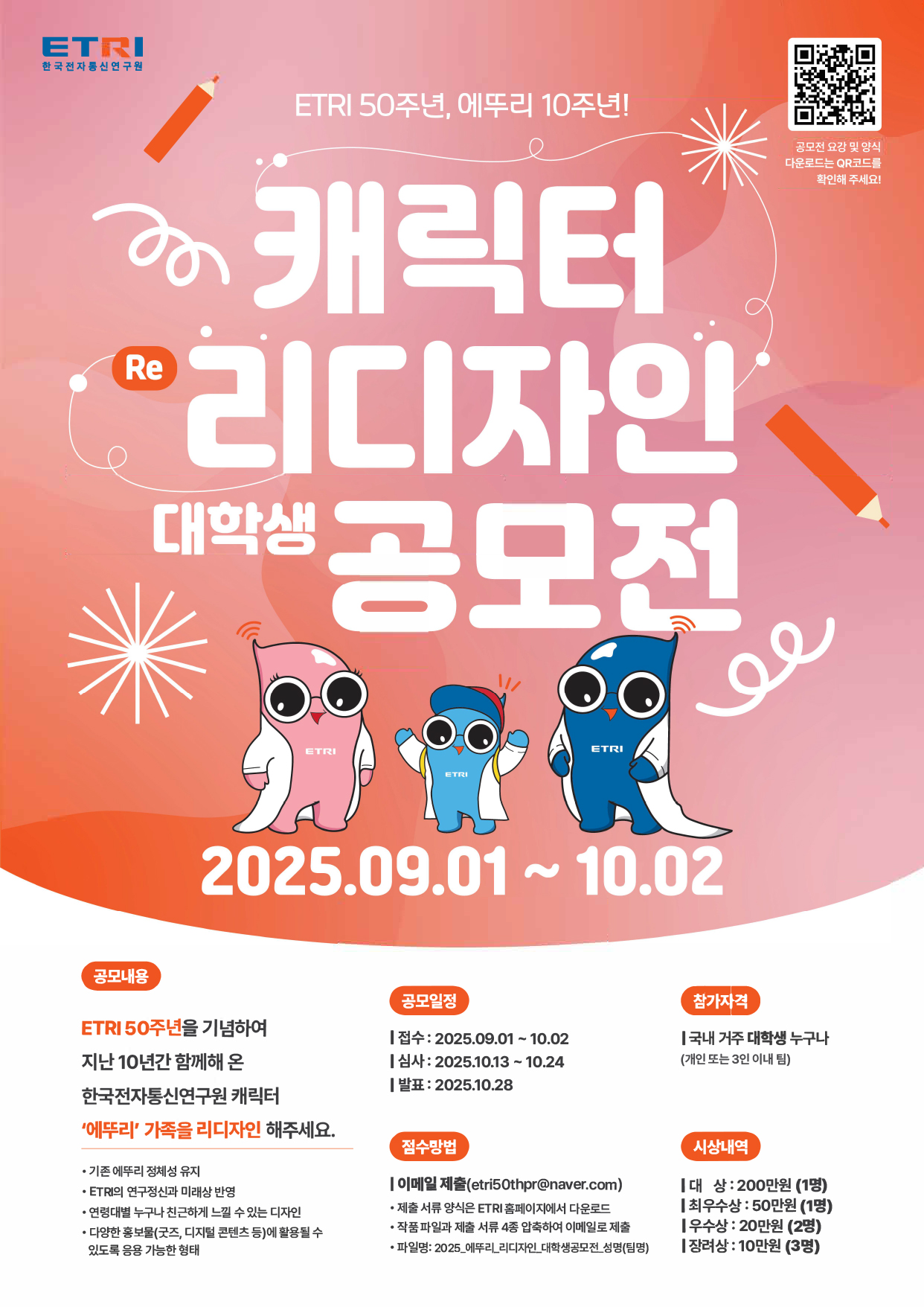 2025년 ETRI 캐릭터 「에뚜리」리디자인 대학생 공모전