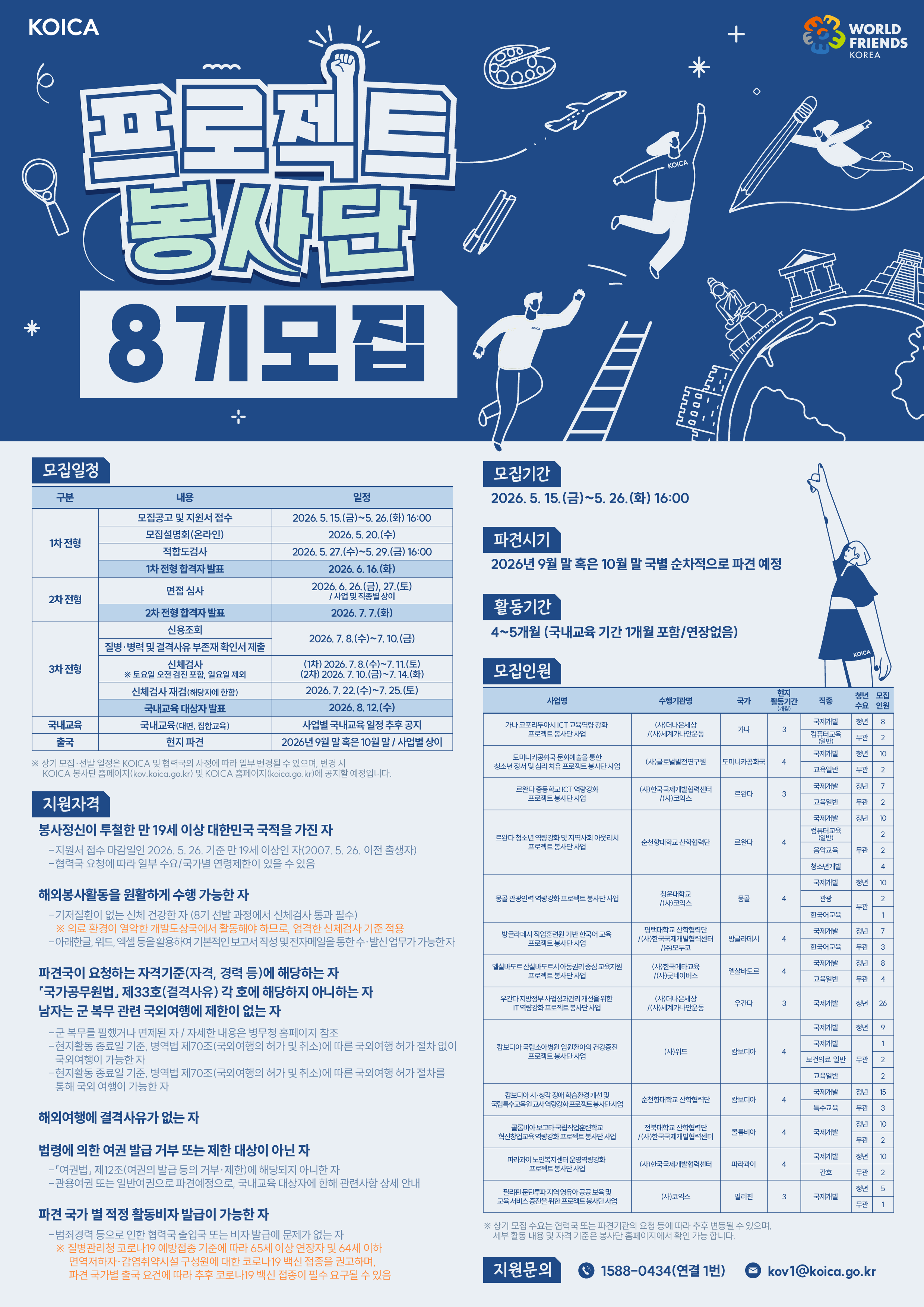 KOICA 프로젝트 봉사단 8 단원 모집