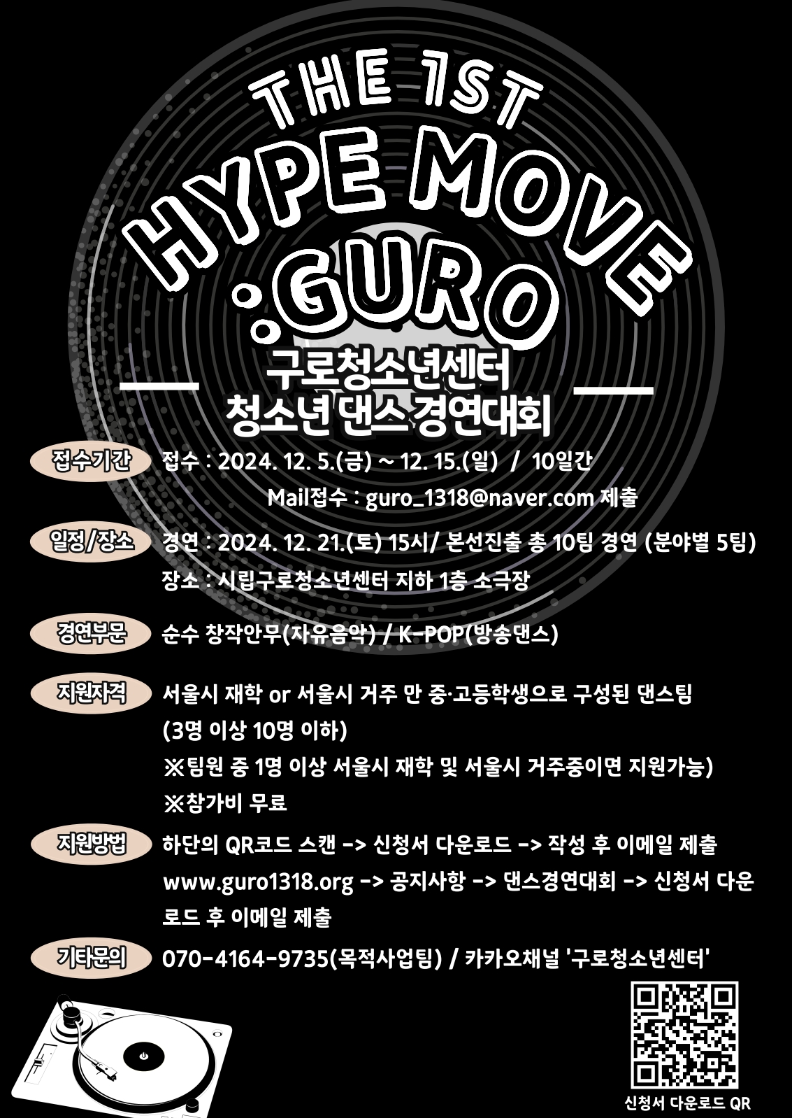 2024년 구로청소년센터 청소년댄스경연대회 '제 1회 Hype Move : Guro' 참가자 모집