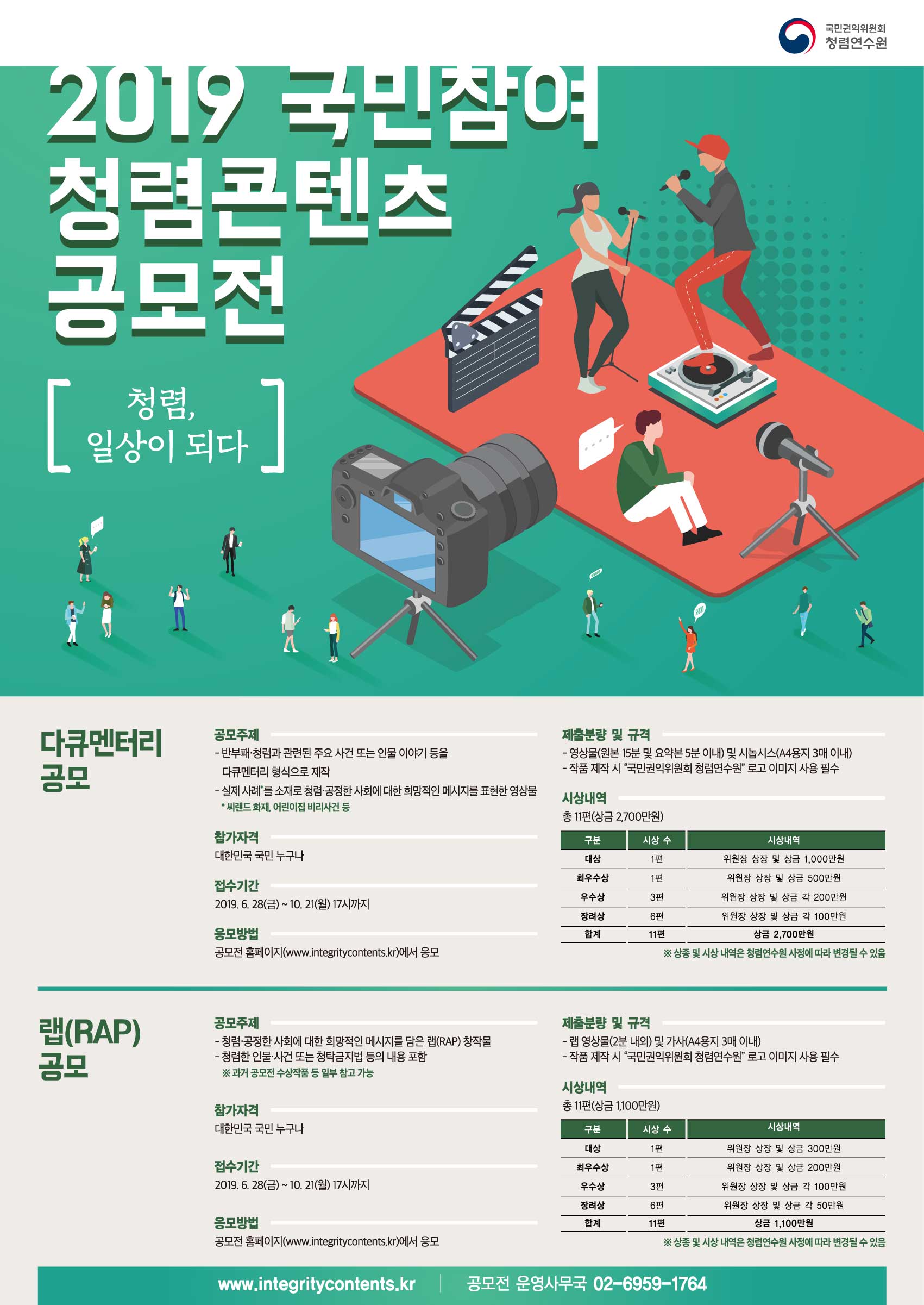 국민권익위원회 청렴 랩(RAP)/다큐멘터리 공모전