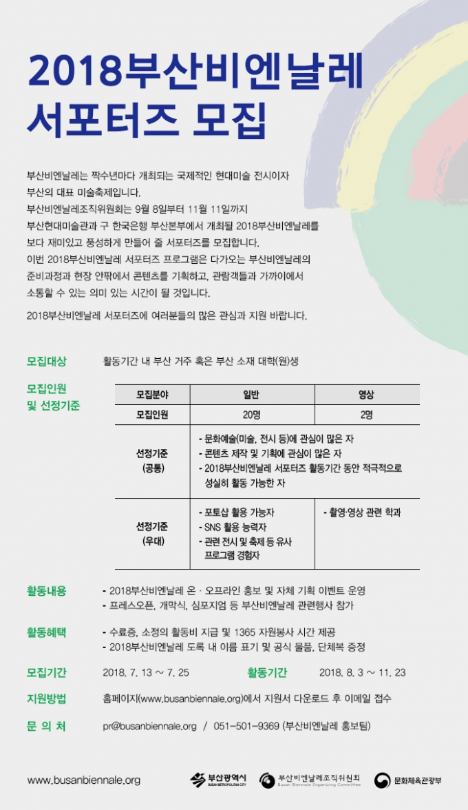 2018부산비엔날레 서포터즈 모집