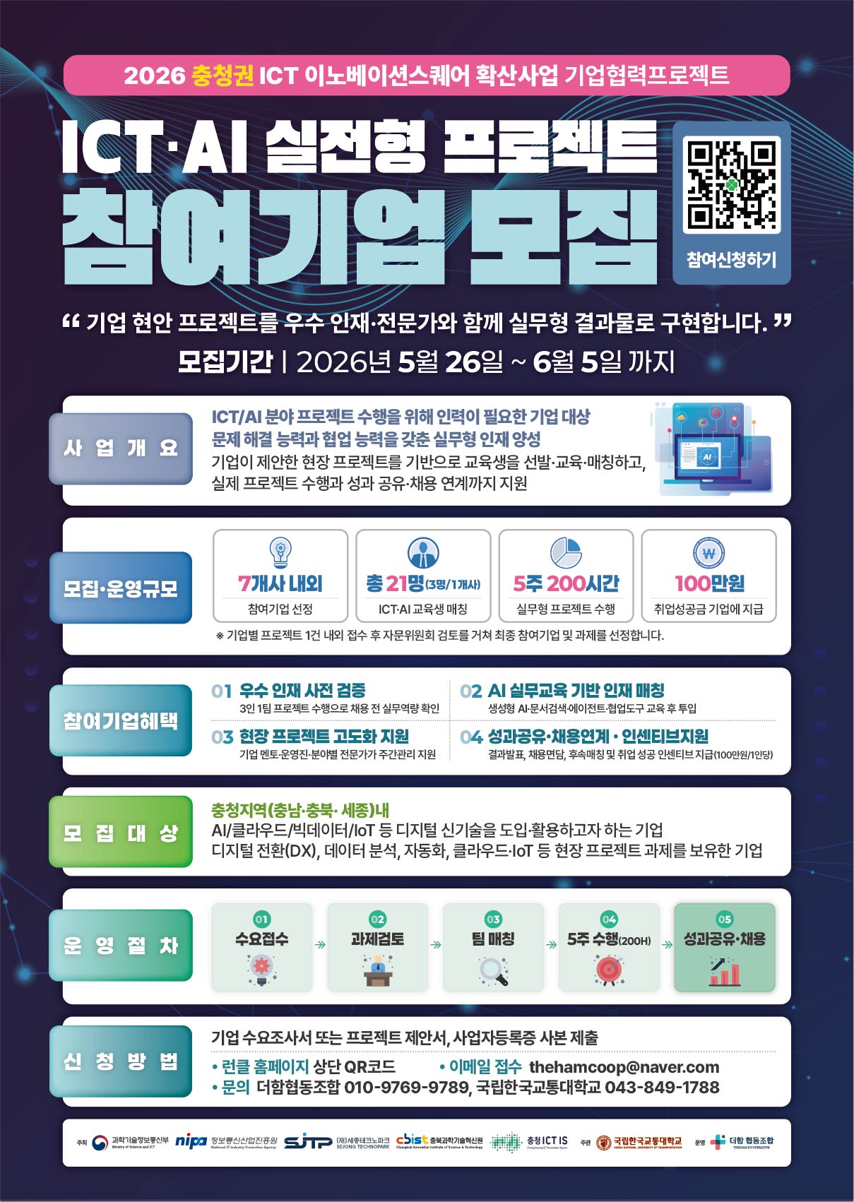 ICT·AI 실전형 프로젝트 참여기업 모집(충북, 세종)