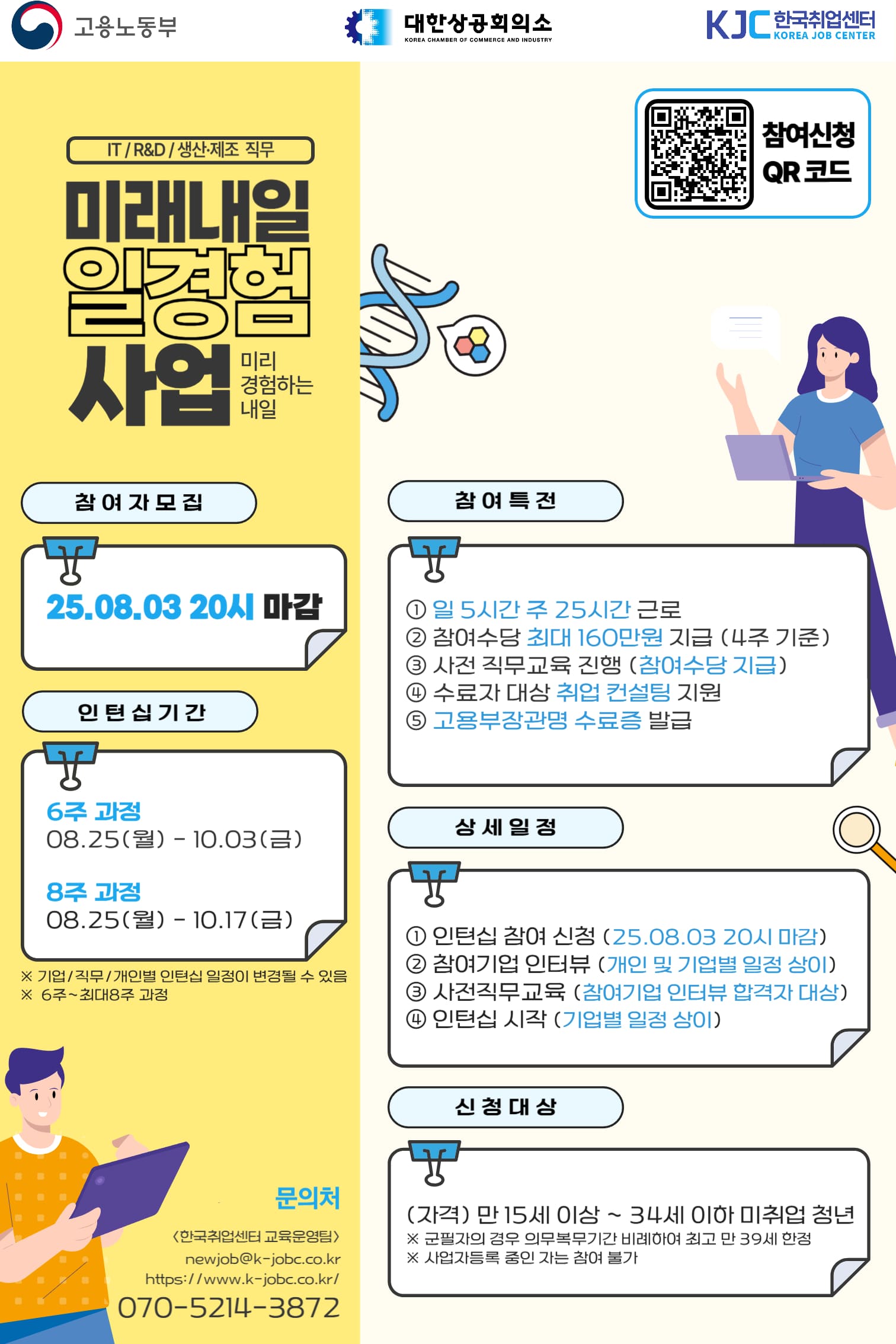 고용노동부X대한상공회의소X한국취업센터 2025 미래내일 일경험 인턴형 프로그램 참여청년 모집