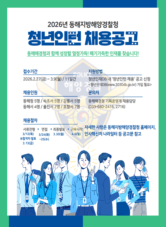동해해양경찰서 청년인턴 모집