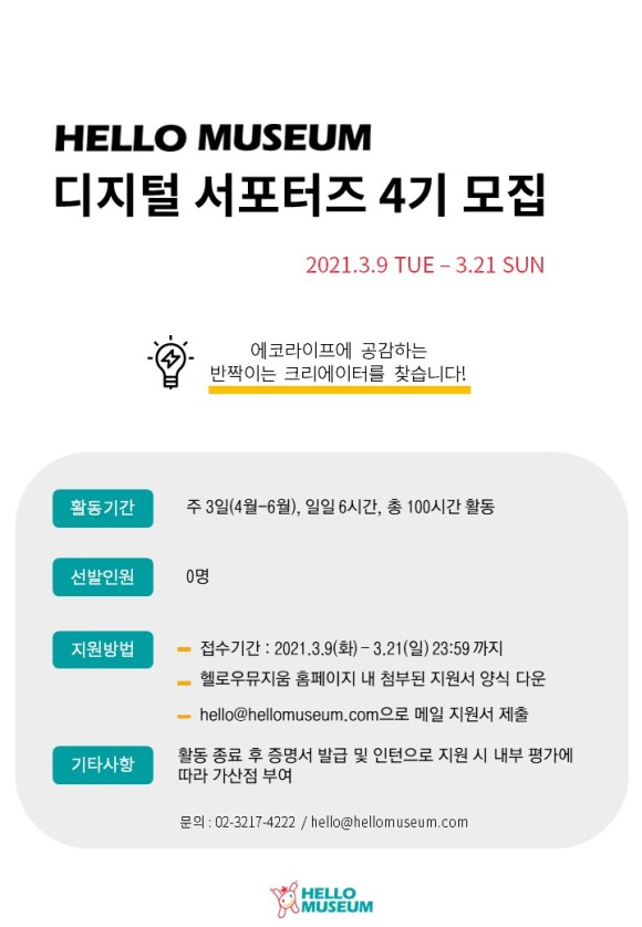HELLO MUSEUM 디지털 서포터즈 4기 모집
