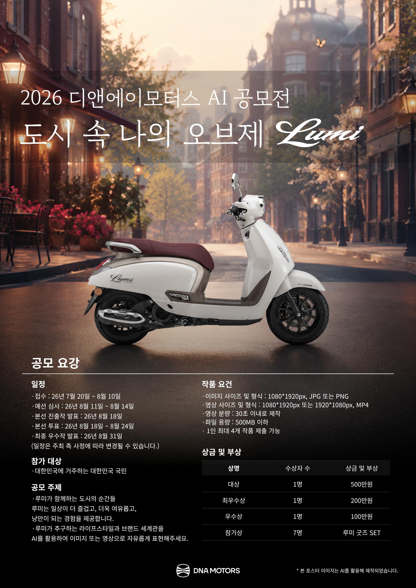 2026 디앤에이모터스 AI 공모전, 도시 속 나의 오브제 Lumi