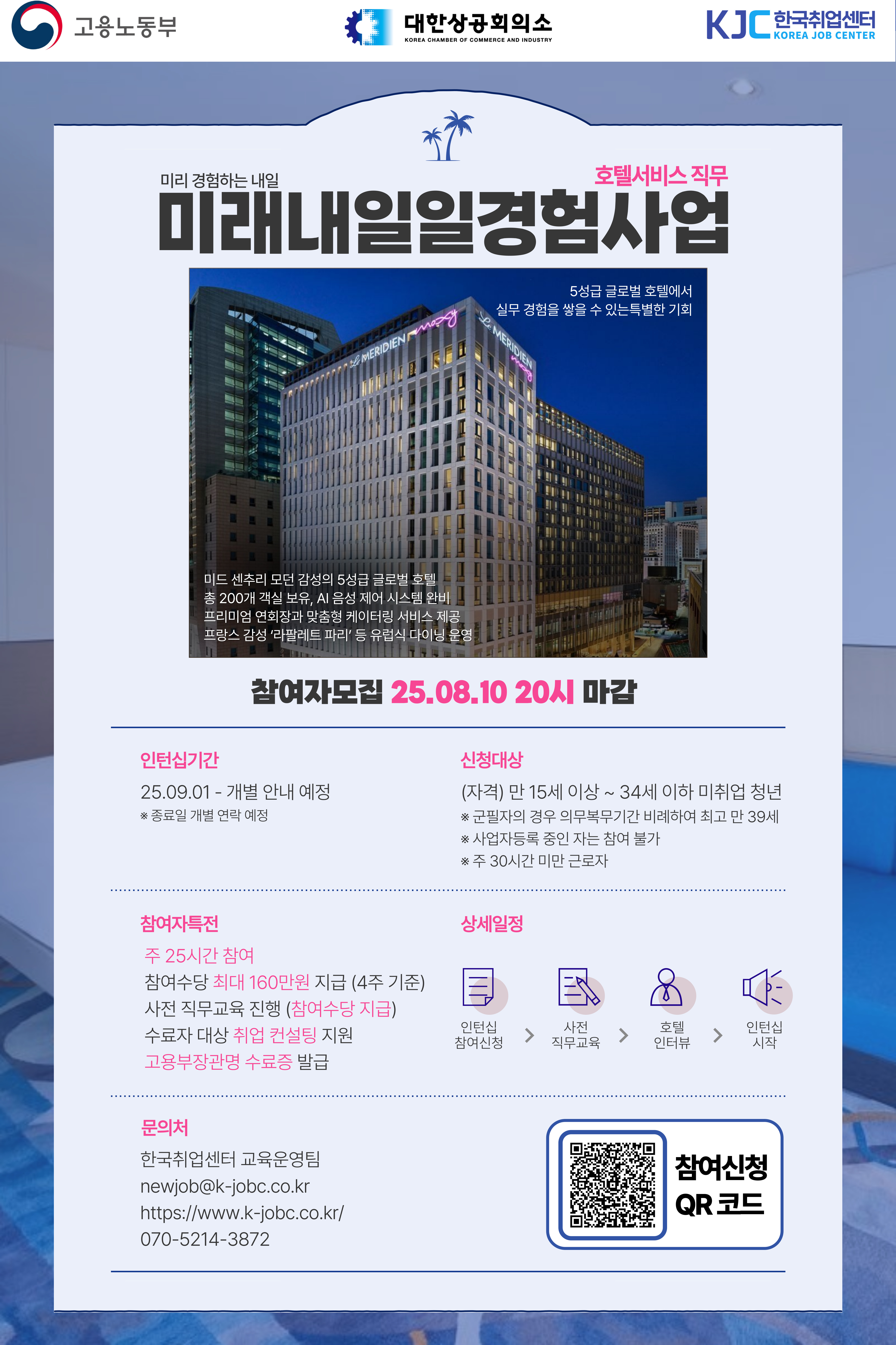 고용노동부 2025 미래내일 일경험 인턴형 프로그램 참여청년 모집 (르메르디앙 호텔)
