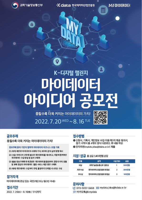 [한국데이터산업진흥원] 2022년 마이데이터 아이디어 공모전 모집