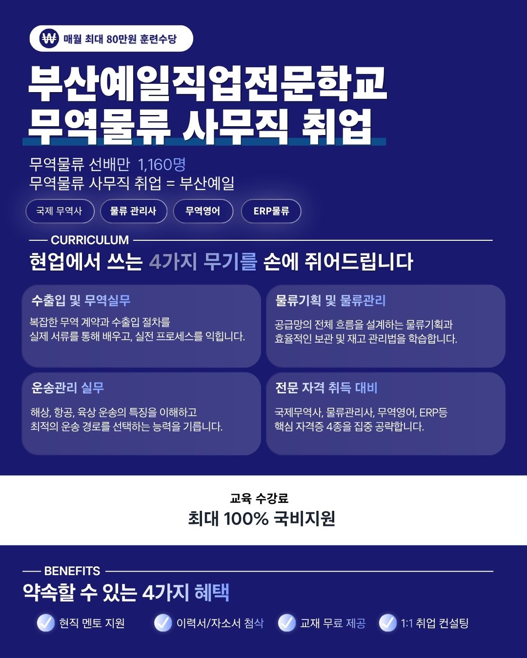 부산예일직업전문학교 무역물류 사무직 취업과정 모집