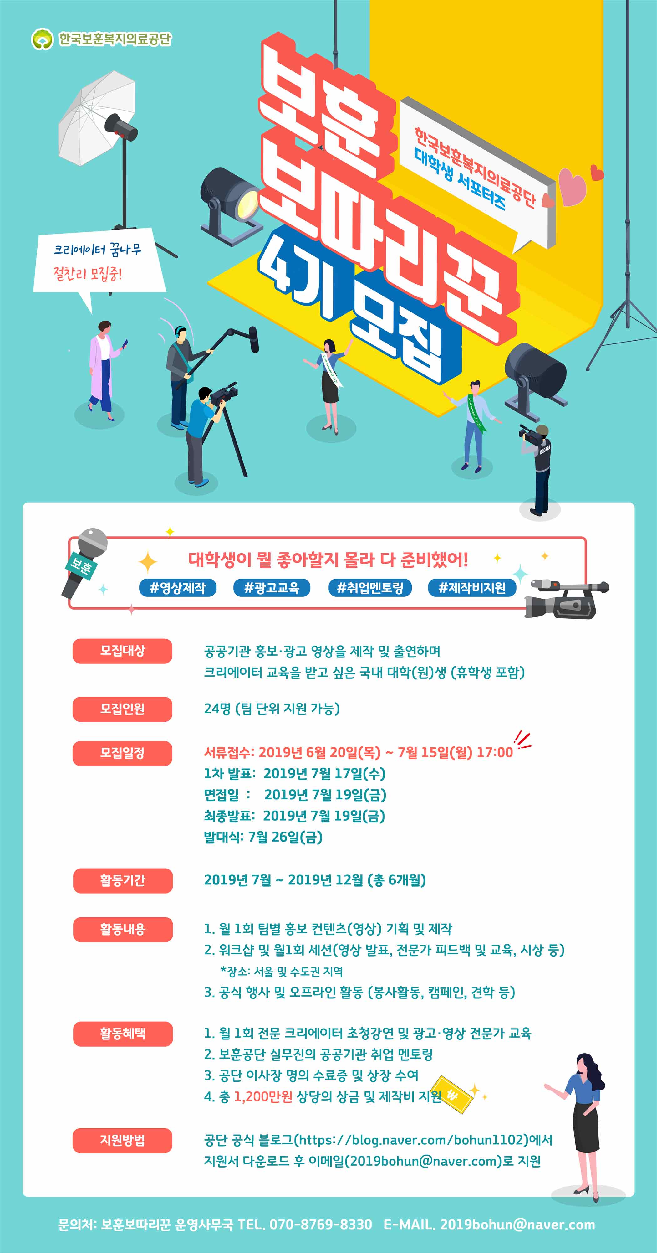 [한국보훈복지의료공단] 대학생 서포터즈 “보훈 보따리꾼” 4기 모집