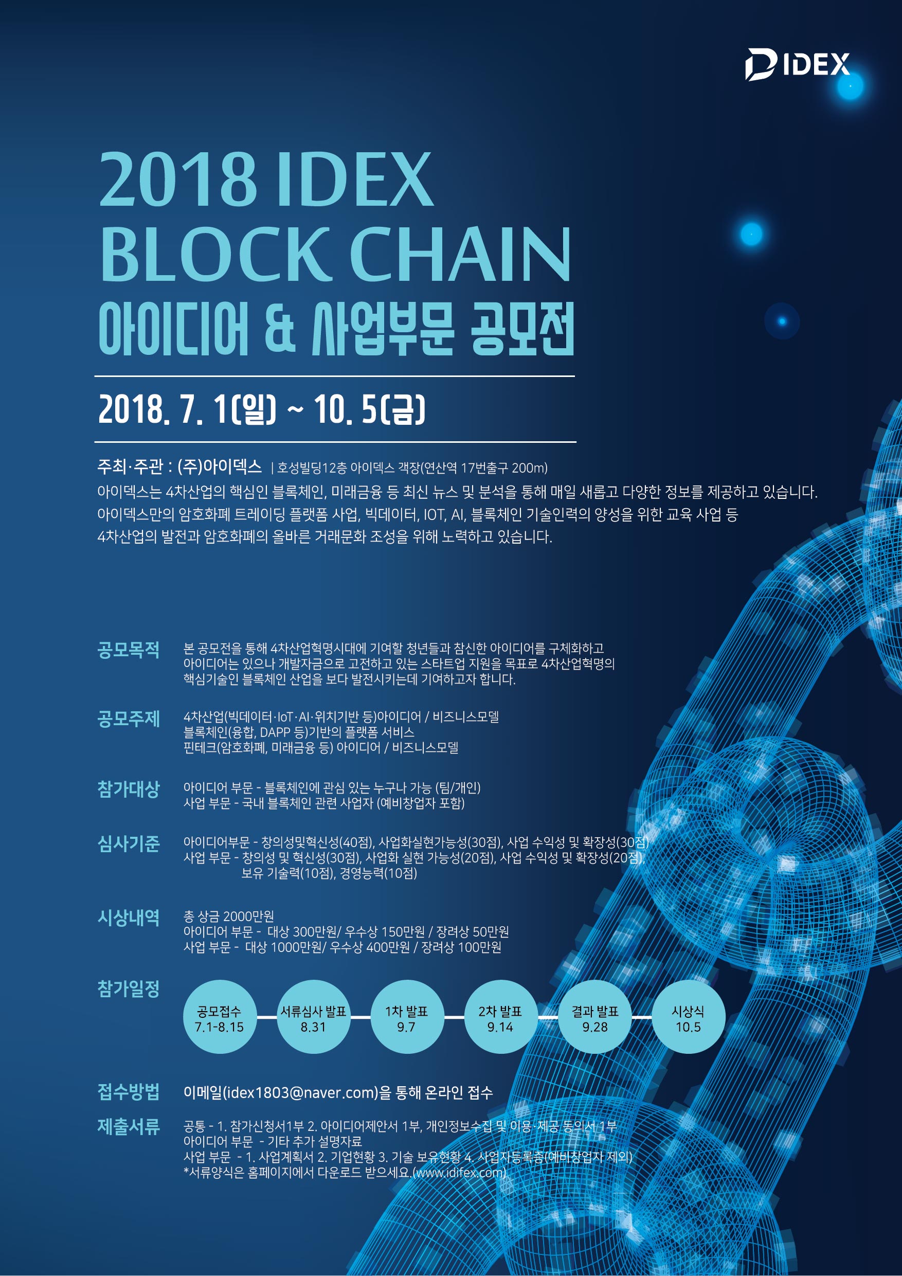 2018 IDEX 블록체인 아이디어 & 사업부문 공모전