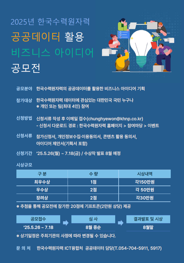 한국수력원자력 공공데이터 활용 비즈니스 아이디어 공모전