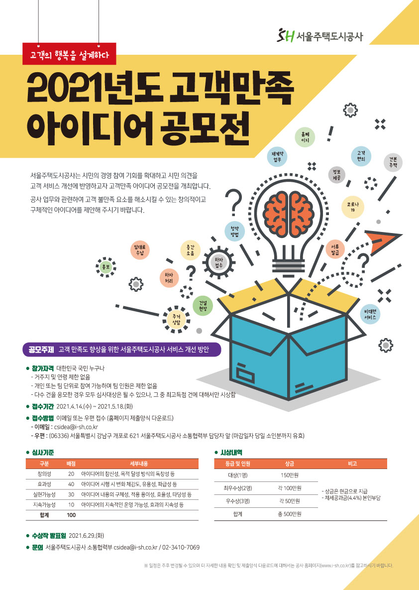 서울주택도시공사 2021년도 고객만족 아이디어 공모전
