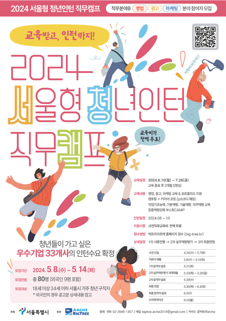 2024 서울형 청년인턴 직무캠프 B직무(영업·광고·마케팅) 참여자 모집