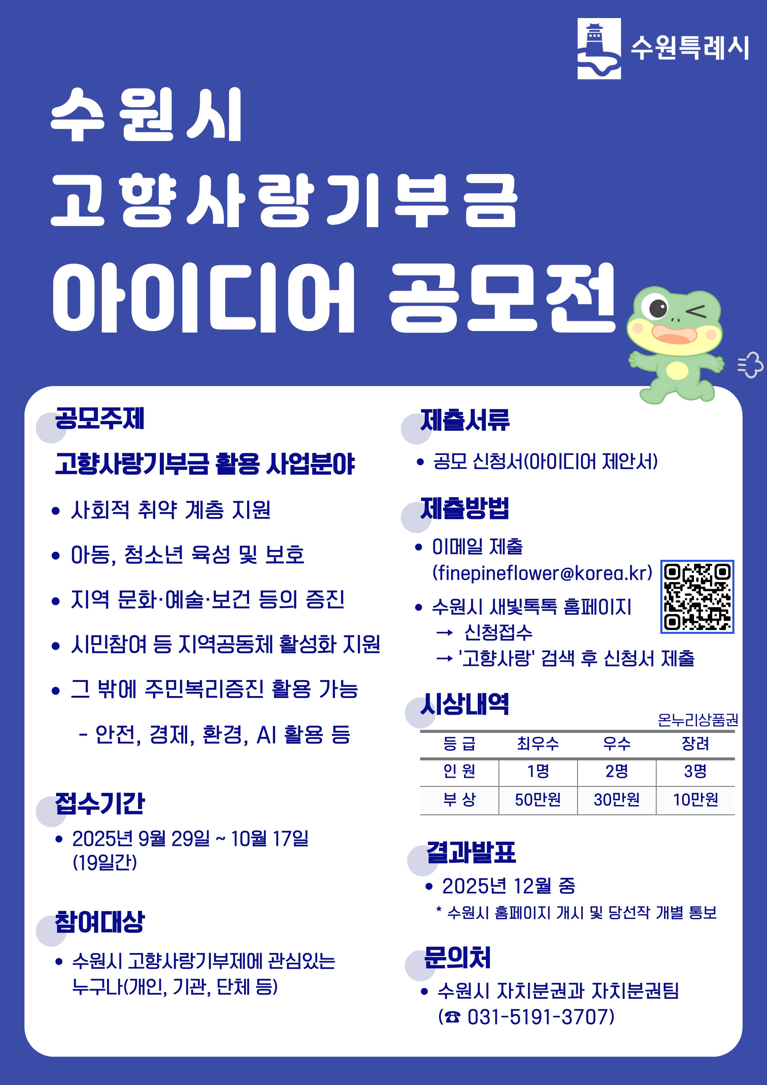 수원시 고향사랑 기부금 활용 아이디어 공모전