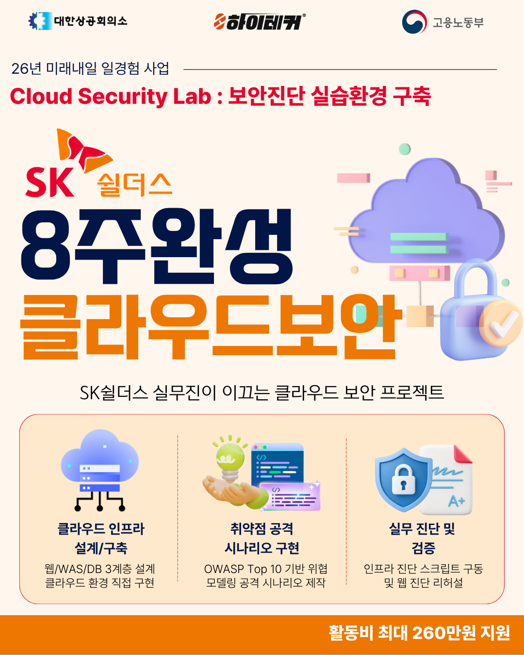 미래내일일경험 SK 쉴더스와 함께하는 Cloud Security Lab : 보안진단 실습환경 구축 프로젝트 참여자 모집