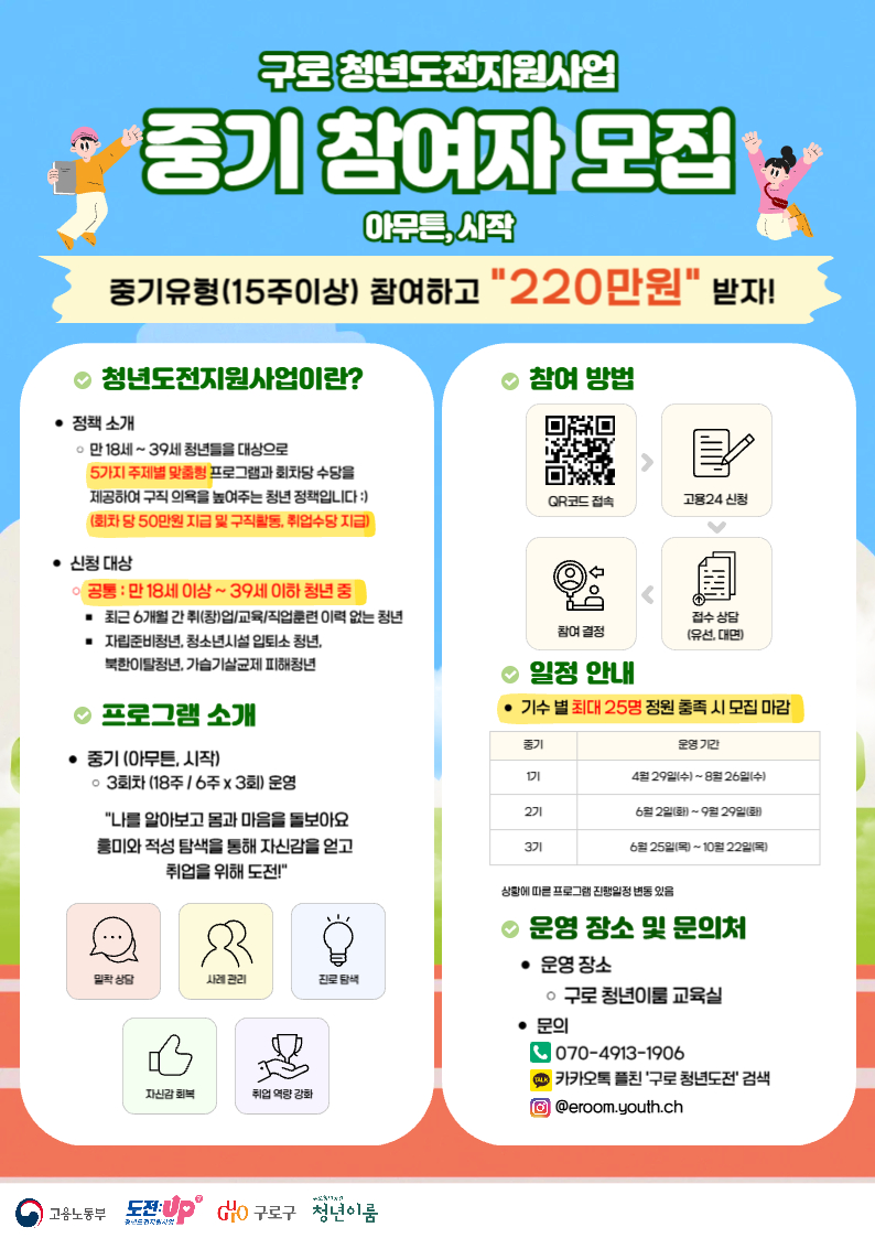 구로 청년이룸 청년도전지원사업 중기 참여자 모집 중
