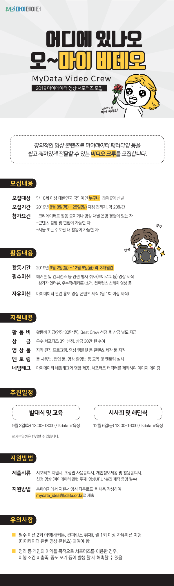 2019 마이데이터 영상 서포터즈 모집