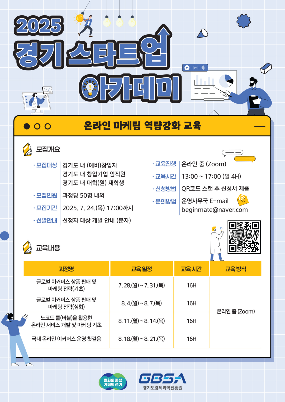 2025 경기 스타트업 아카데미 온라인 마케팅 역량강화 교육생 모집