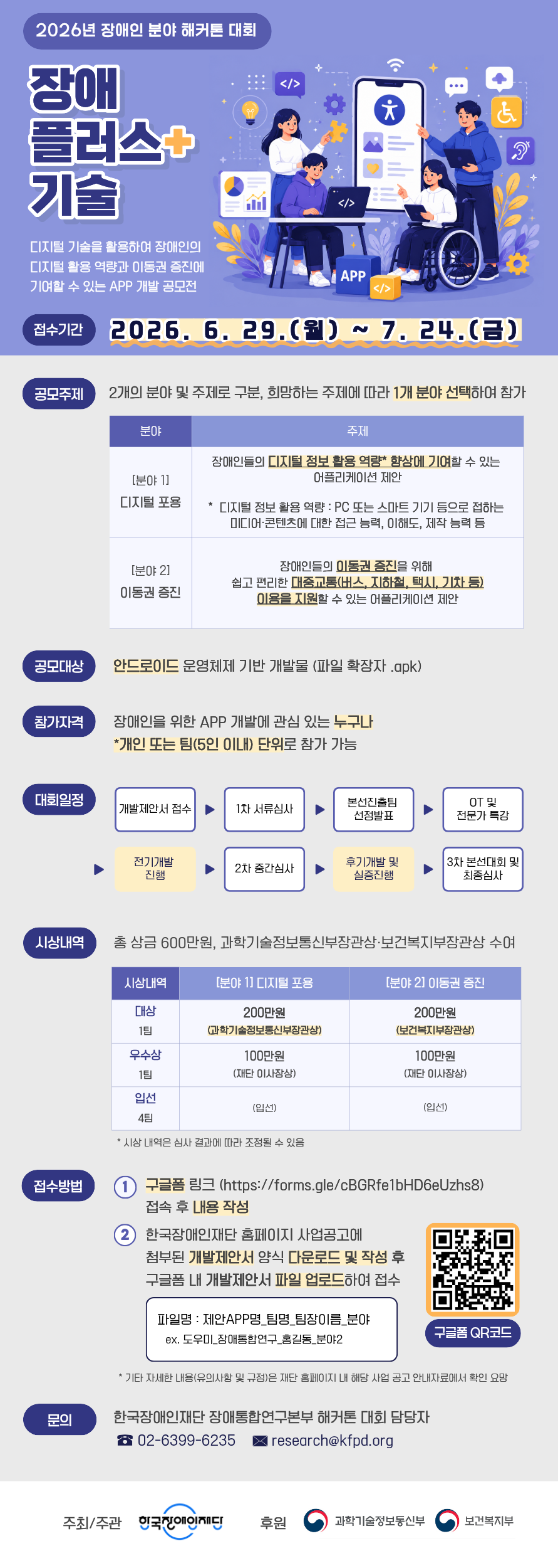 2026년 장애인 분야 해커톤 대회 : 장애 플러스 기술